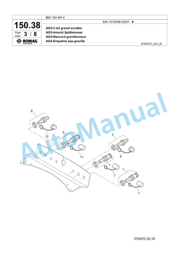 Bomag BW 154 AP-4 Tandem Vibratory Roller Spare Parts Catalogue 00818301 4 Bomag BW 154 AP-4 Tandem Vibratory Roller Spare Parts Catalogue 00818301-4