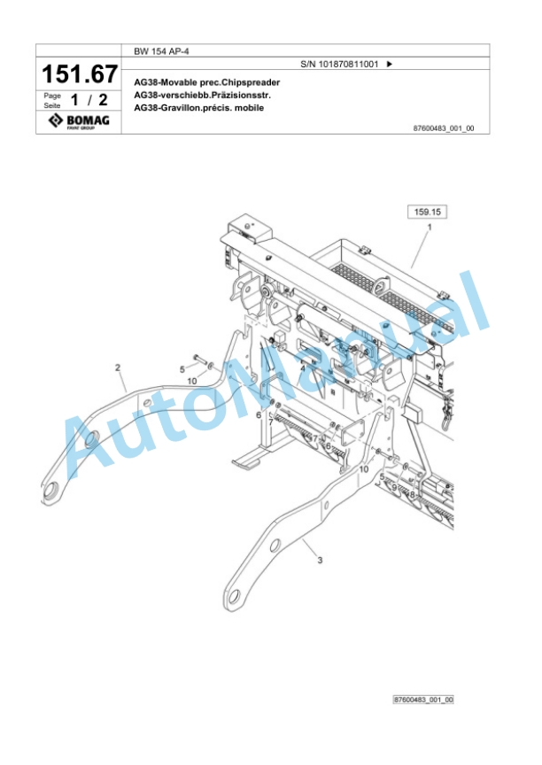 Bomag BW 154 AP-4 Tandem Vibratory Roller Spare Parts Catalogue 00824717 4 Bomag BW 154 AP-4 Tandem Vibratory Roller Spare Parts Catalogue 00824717-4