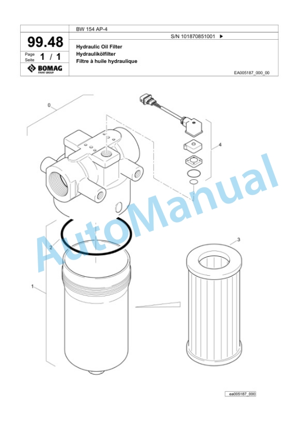 Bomag BW 154 AP-4 Tandem Vibratory Roller Spare Parts Catalogue 00825671 2 Bomag BW 154 AP-4 Tandem Vibratory Roller Spare Parts Catalogue 00825671-2