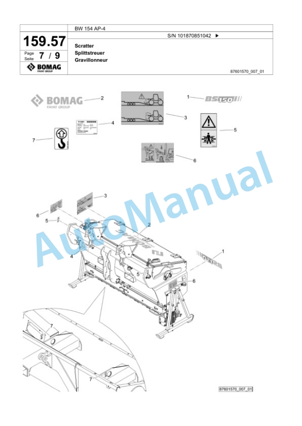 Bomag BW 154 AP-4 Tandem Vibratory Roller Spare Parts Catalogue 00825671 5 Bomag BW 154 AP-4 Tandem Vibratory Roller Spare Parts Catalogue 00825671-5