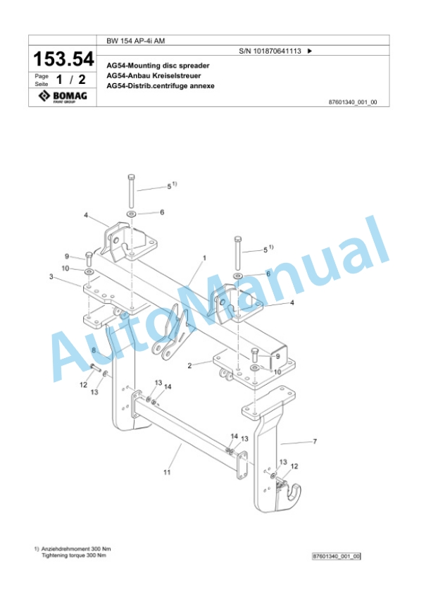 Bomag BW 154 AP-4i AM Tandem Vibratory Roller Spare Parts Catalogue 00824385 4 Bomag BW 154 AP-4i AM Tandem Vibratory Roller Spare Parts Catalogue 00824385-4