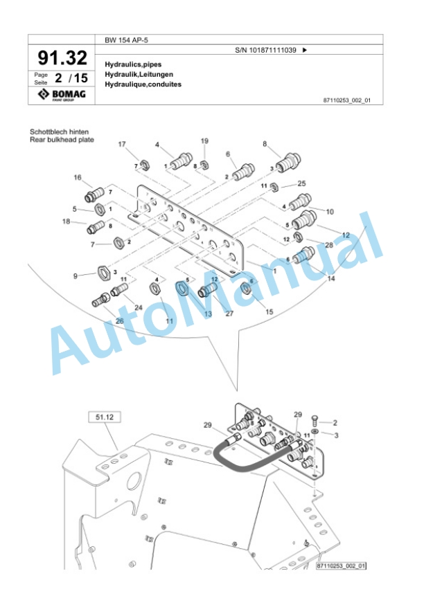 Bomag BW 154 AP-5 Tandem Vibratory Roller Spare Parts Catalogue 00826313 2 Bomag BW 154 AP-5 Tandem Vibratory Roller Spare Parts Catalogue 00826313-2