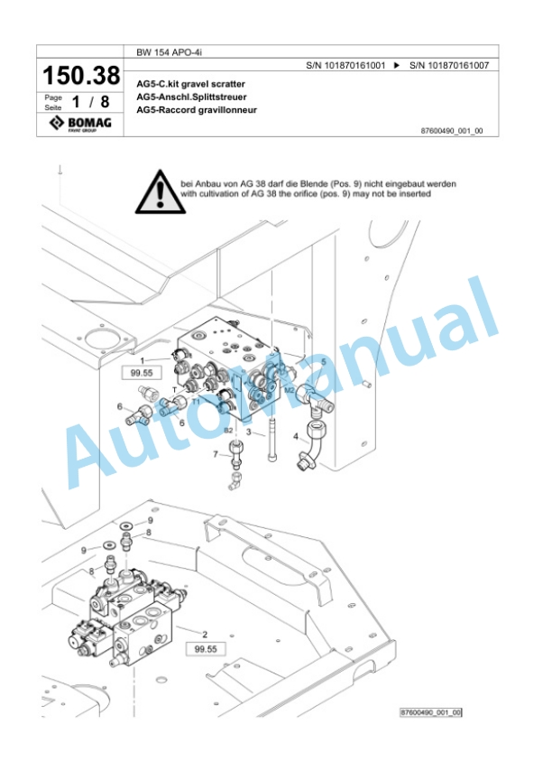 Bomag BW 154 APO-4i Tandem Vibratory Roller Spare Parts Catalogue 00825097 4 Bomag BW 154 APO-4i Tandem Vibratory Roller Spare Parts Catalogue 00825097-4
