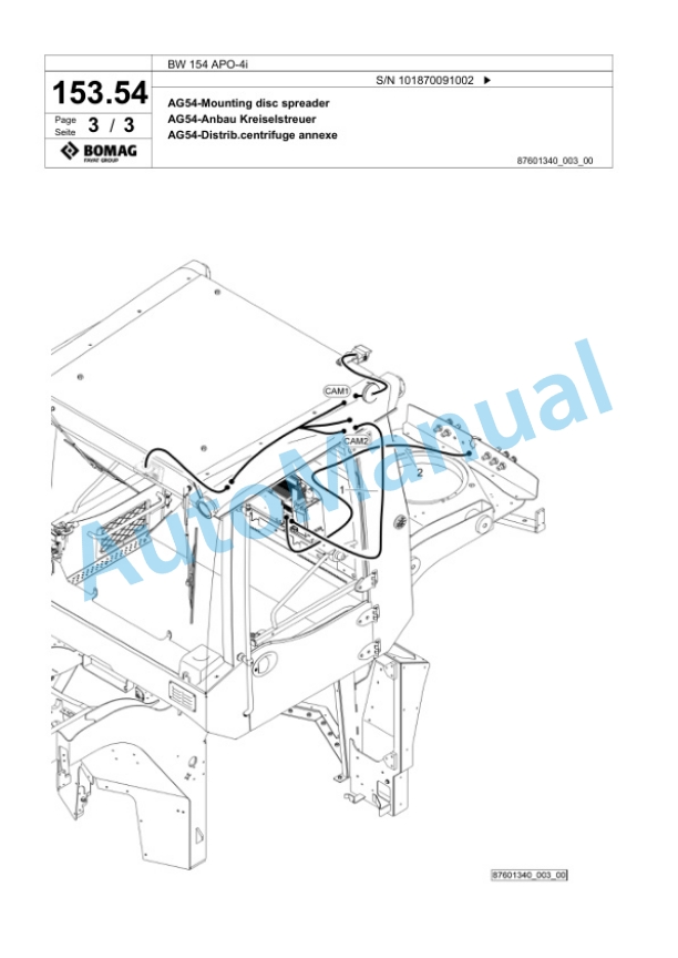 Bomag BW 154 APO-4i Tandem Vibratory Roller Spare Parts Catalogue 00825387 5 Bomag BW 154 APO-4i Tandem Vibratory Roller Spare Parts Catalogue 00825387-5