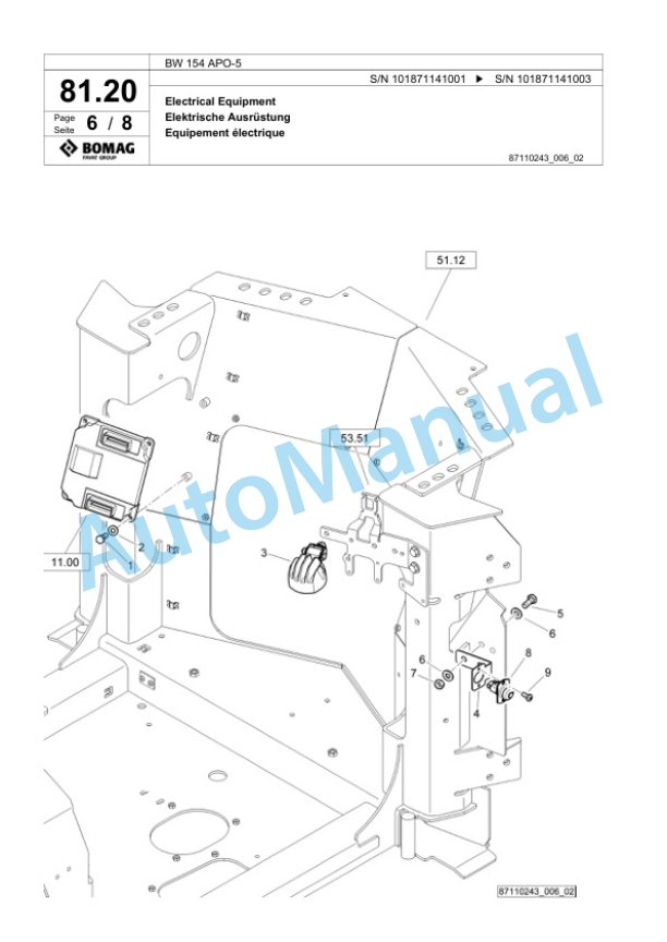 Bomag BW 154 APO-5 Tandem Vibratory Roller Spare Parts Catalogue 00826319 2 Bomag BW 154 APO-5 Tandem Vibratory Roller Spare Parts Catalogue 00826319-2