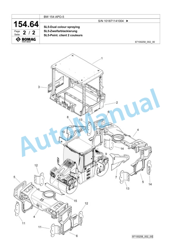 Bomag BW 154 APO-5 Tandem Vibratory Roller Spare Parts Catalogue 00826319 4 Bomag BW 154 APO-5 Tandem Vibratory Roller Spare Parts Catalogue 00826319-4
