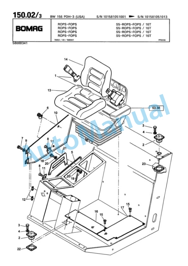 Bomag BW 156 PDH-3 Single Drum Wheel Drive Vibratory Roller Spare Parts Catalogue 00815505 3 Bomag BW 156 PDH-3 Single Drum Wheel Drive Vibratory Roller Spare Parts Catalogue 00815505-3
