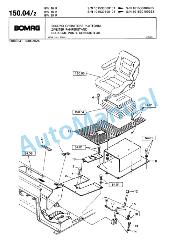 Bomag BW 16 R, BW 20 R Pneumatic Tyred Roller Spare Parts Catalogue 00811904 5 Bomag BW 16 R, BW 20 R Pneumatic Tyred Roller Spare Parts Catalogue 00811904-5