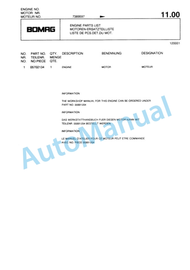 Bomag BW 160 AC Spare Parts Catalogue 00814613 4 Bomag BW 160 AC Spare Parts Catalogue 00814613-4