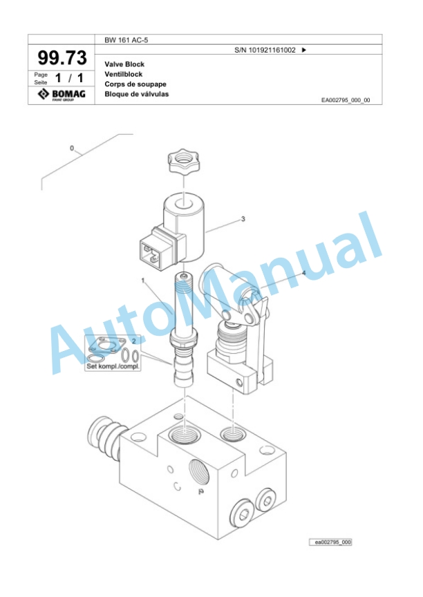Bomag BW 161 AC-5 Combination Roller Spare Parts Catalogue 00824109 3 Bomag BW 161 AC-5 Combination Roller Spare Parts Catalogue 00824109-3