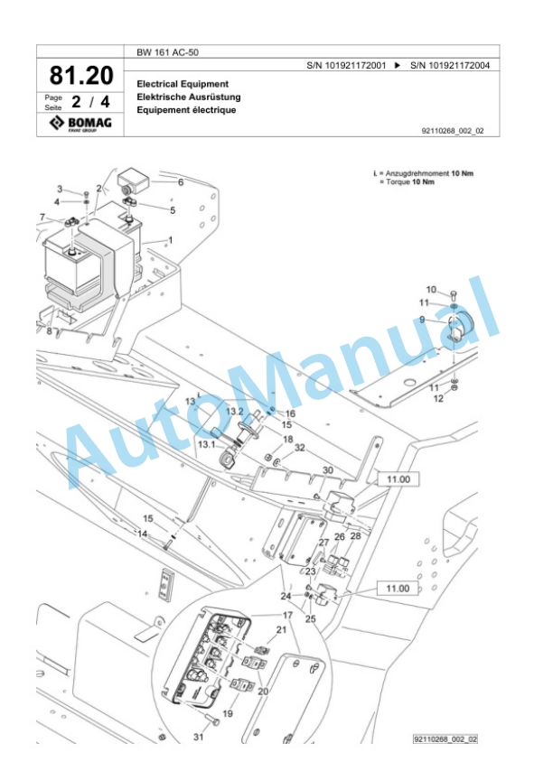 Bomag BW 161 AC-50 Combination Roller Spare Parts Catalogue 00824853 2 Bomag BW 161 AC-50 Combination Roller Spare Parts Catalogue 00824853-2