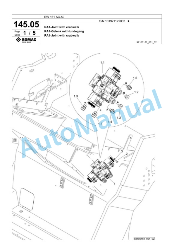 Bomag BW 161 AC-50 Combination Roller Spare Parts Catalogue 00824853 3 Bomag BW 161 AC-50 Combination Roller Spare Parts Catalogue 00824853-3