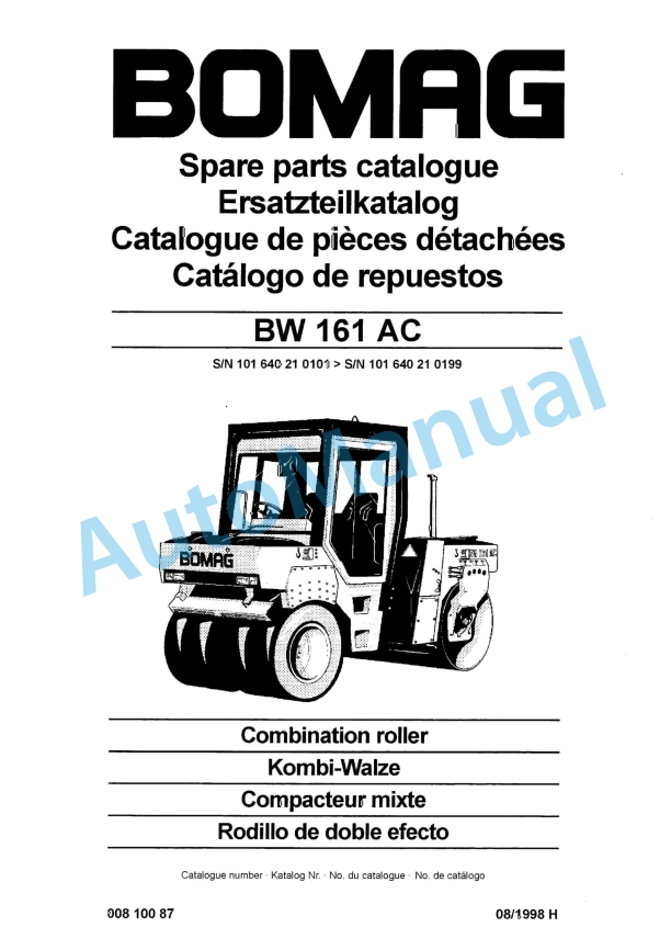 Bomag BW 161 AC Combination Roller Spare Parts Catalogue 00810087 1 Bomag BW 161 AC Combination Roller Spare Parts Catalogue 00810087