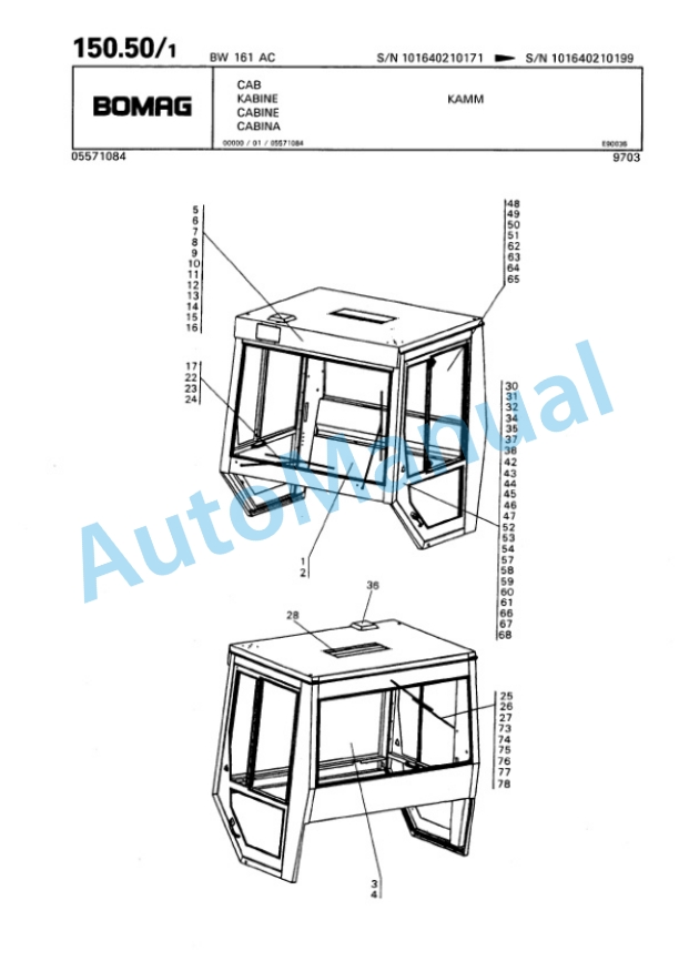 Bomag BW 161 AC Combination Roller Spare Parts Catalogue 00810087 5 Bomag BW 161 AC Combination Roller Spare Parts Catalogue 00810087-5