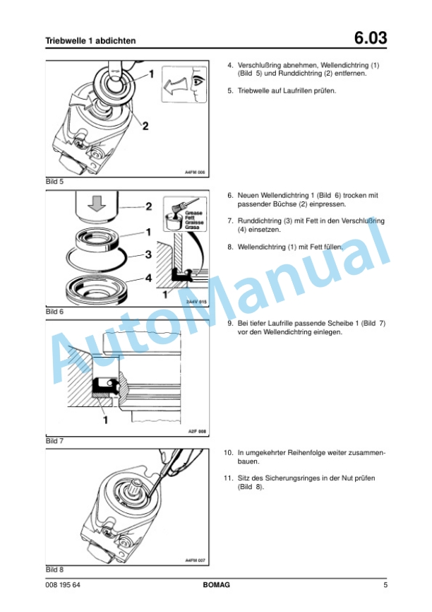Bomag BW 161 AD-2, BW 202 AD-2 Tandem Vibratory Roller Repair Instructions 00819364 3 Bomag BW 161 AD-2, BW 202 AD-2 Tandem Vibratory Roller Repair Instructions 00819364 - Image 3