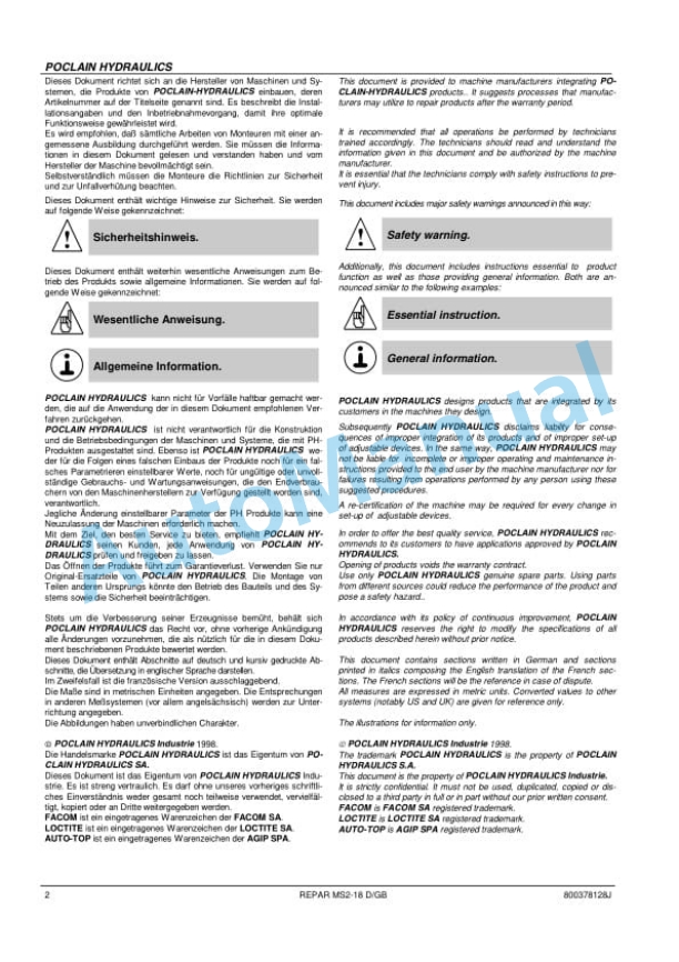 Bomag BW 161 AD-2, BW 202 AD-2 Tandem Vibratory Roller Repair Instructions 00819364 4 Bomag BW 161 AD-2, BW 202 AD-2 Tandem Vibratory Roller Repair Instructions 00819364 - Image 4