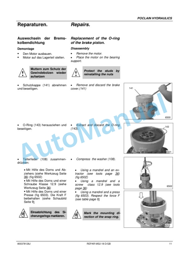 Bomag BW 161 AD-2, BW 202 AD-2 Tandem Vibratory Roller Repair Instructions 00819364 5 Bomag BW 161 AD-2, BW 202 AD-2 Tandem Vibratory Roller Repair Instructions 00819364 - Image 5