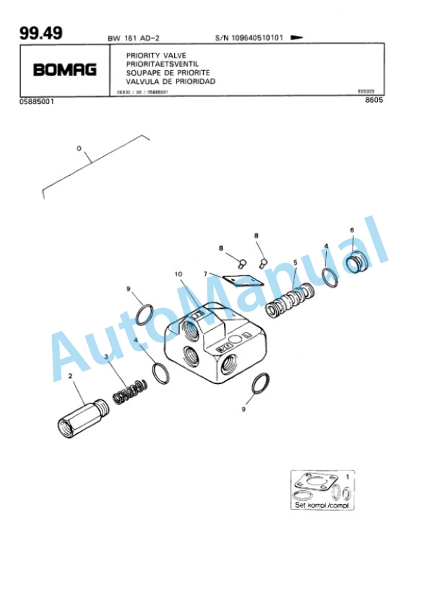 Bomag BW 161 AD-2 Tandem Vibratory Roller Spare Parts Catalogue 00810951 4 Bomag BW 161 AD-2 Tandem Vibratory Roller Spare Parts Catalogue 00810951-4