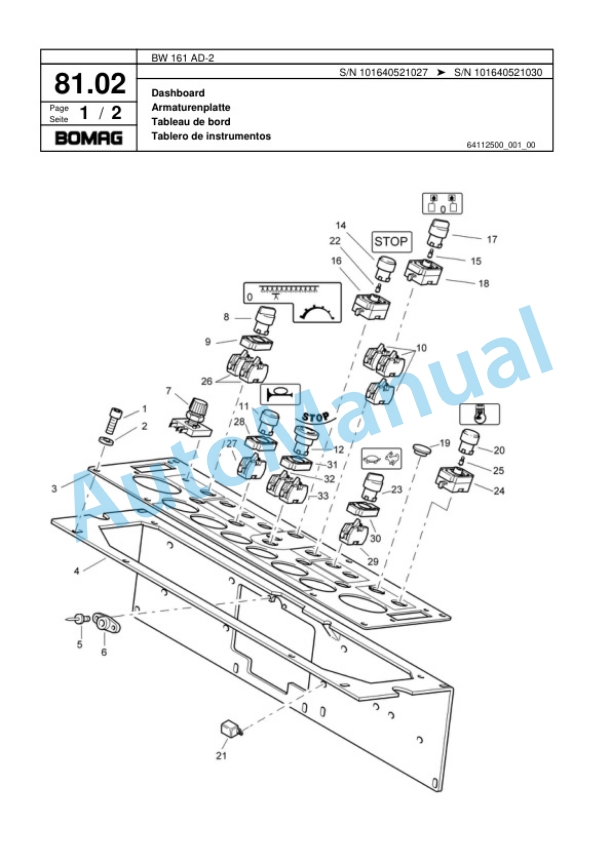Bomag BW 161 AD-2 Tandem Vibratory Roller Spare Parts Catalogue 00817494 2 Bomag BW 161 AD-2 Tandem Vibratory Roller Spare Parts Catalogue 00817494-2