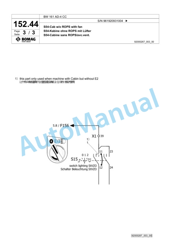 Bomag BW 161 AD-4 CC Tandem Vibratory Roller Spare Parts Catalogue 00826799 5 Bomag BW 161 AD-4 CC Tandem Vibratory Roller Spare Parts Catalogue 00826799-5