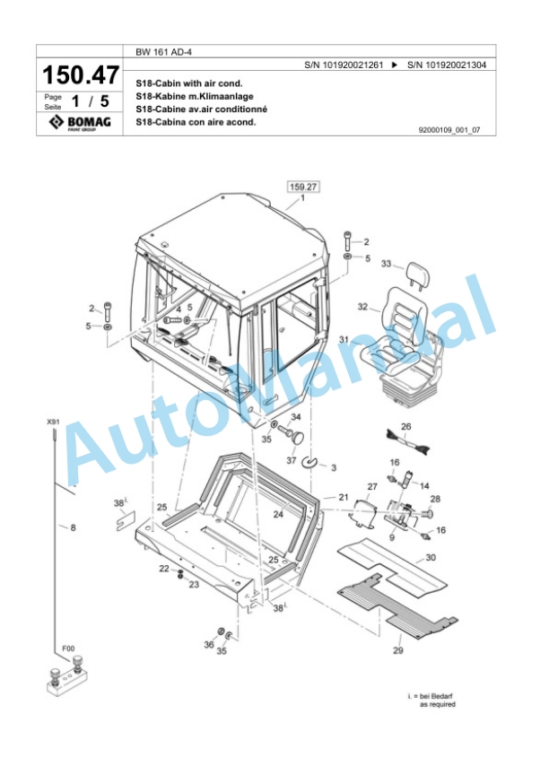 Bomag BW 161 AD-4 Tandem Vibratory Roller Spare Parts Catalogue 00817641 4 Bomag BW 161 AD-4 Tandem Vibratory Roller Spare Parts Catalogue 00817641-4