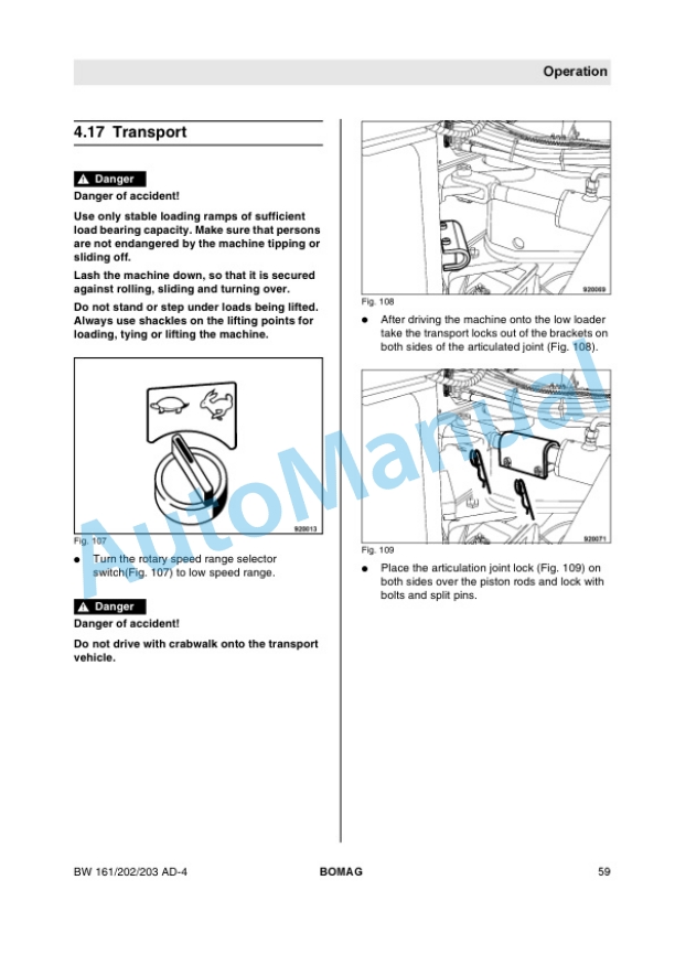 Alternative view of Bomag BW 161 AD-4 to BW 203 AD-4 Tandem Vibratory Roller Operating and Maintenance Instructions 00811181