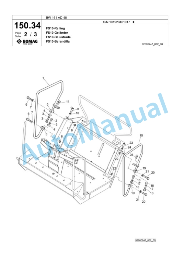 Bomag BW 161 AD-40 Tandem Vibratory Roller Spare Parts Catalogue 00818685 4 Bomag BW 161 AD-40 Tandem Vibratory Roller Spare Parts Catalogue 00818685-4