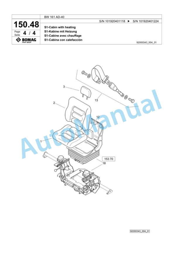 Bomag BW 161 AD-40 Tandem Vibratory Roller Spare Parts Catalogue 00818685 5 Bomag BW 161 AD-40 Tandem Vibratory Roller Spare Parts Catalogue 00818685-5