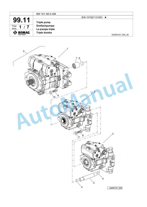 Bomag BW 161 AD-5 AM Tandem Vibratory Roller Spare Parts Catalogue 00824107 3 Bomag BW 161 AD-5 AM Tandem Vibratory Roller Spare Parts Catalogue 00824107-3