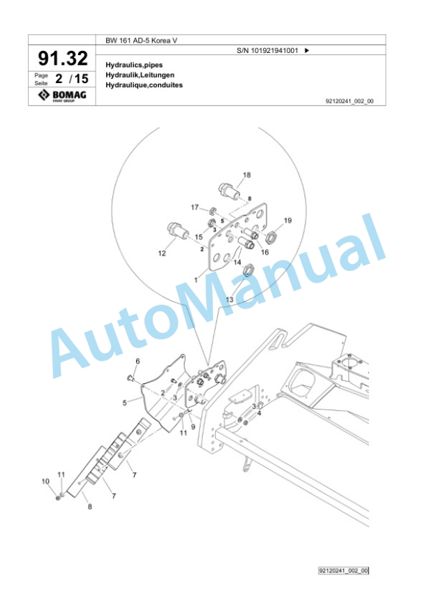 Bomag BW 161 AD-5 Korea V Tandem Vibratory Roller Spare Parts Catalogue 00826667 2 Bomag BW 161 AD-5 Korea V Tandem Vibratory Roller Spare Parts Catalogue 00826667-2