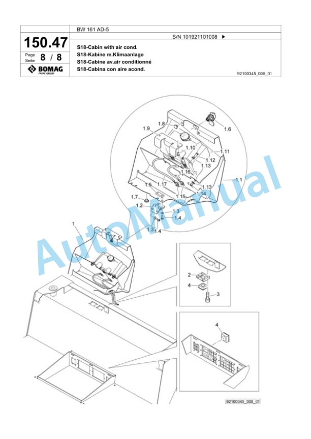 Bomag BW 161 AD-5 Tandem Vibratory Roller Spare Parts Catalogue 00824103 4 Bomag BW 161 AD-5 Tandem Vibratory Roller Spare Parts Catalogue 00824103-4