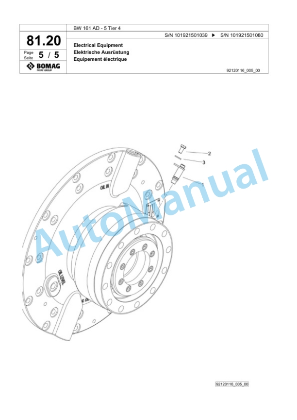 Bomag BW 161 AD-5 Tier 4 Tandem Vibratory Roller Spare Parts Catalogue 00824945 2 Bomag BW 161 AD-5 Tier 4 Tandem Vibratory Roller Spare Parts Catalogue 00824945-2