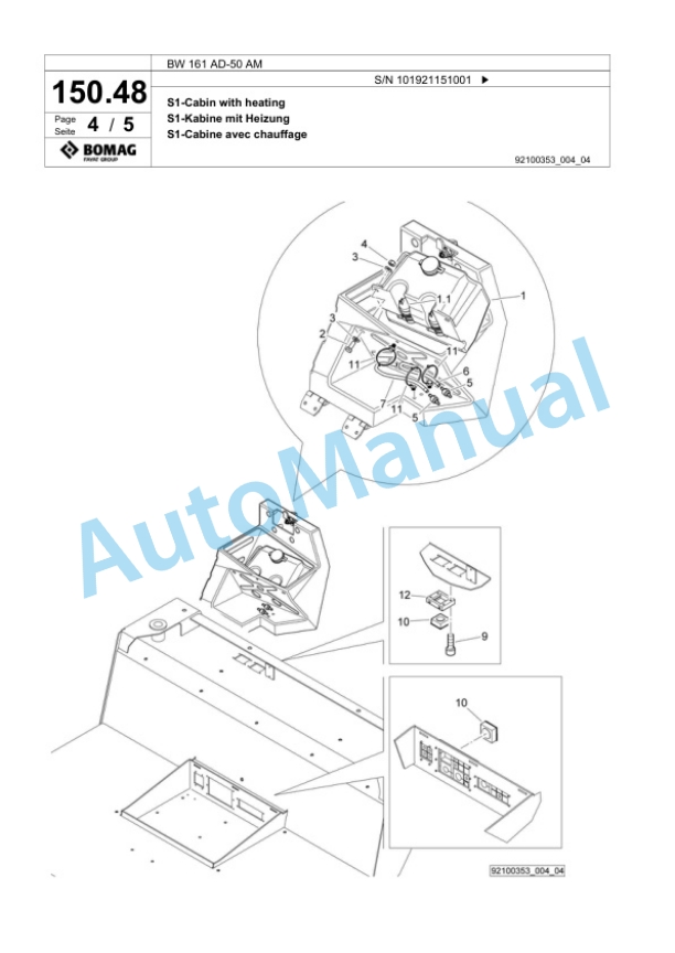 Bomag BW 161 AD-50 AM Tandem Vibratory Roller Spare Parts Catalogue 00825177 4 Bomag BW 161 AD-50 AM Tandem Vibratory Roller Spare Parts Catalogue 00825177-4