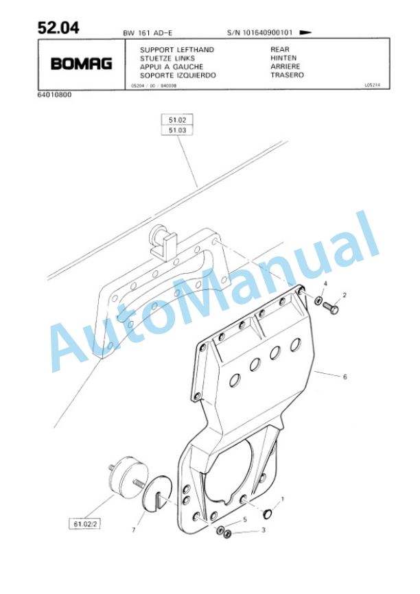 Bomag BW 161 AD-E Tandem Vibratory Roller Spare Parts Catalogue 00814615 2 Bomag BW 161 AD-E Tandem Vibratory Roller Spare Parts Catalogue 00814615-2
