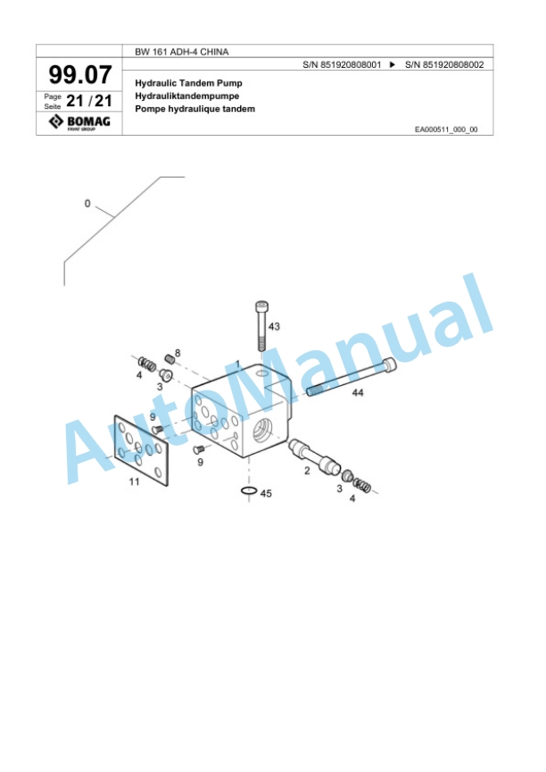 Bomag BW 161 ADH-4 CHINA Tandem Vibratory Roller Spare Parts Catalogue 00818055 5 Bomag BW 161 ADH-4 CHINA Tandem Vibratory Roller Spare Parts Catalogue 00818055-5