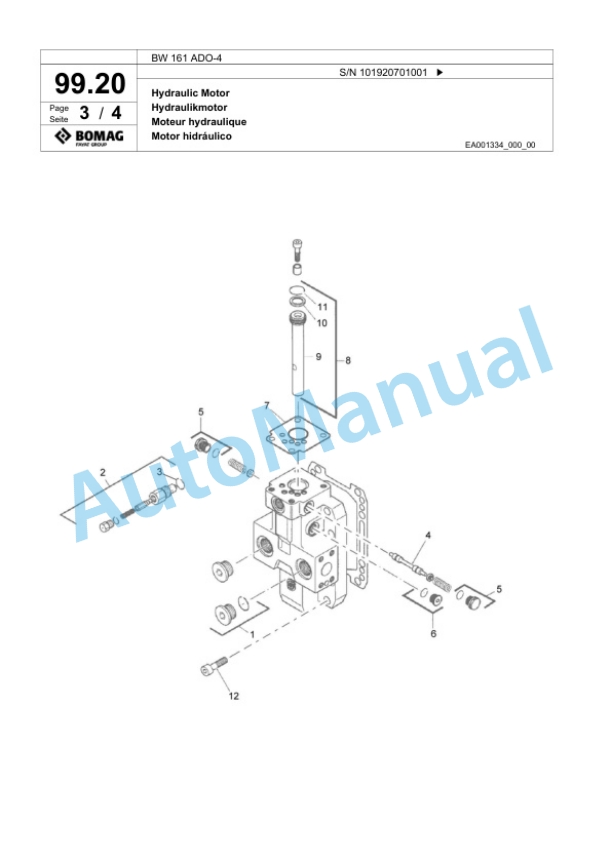 Bomag BW 161 ADO-4 Tandem Vibratory Roller Spare Parts Catalogue 00824333 3 Bomag BW 161 ADO-4 Tandem Vibratory Roller Spare Parts Catalogue 00824333-3