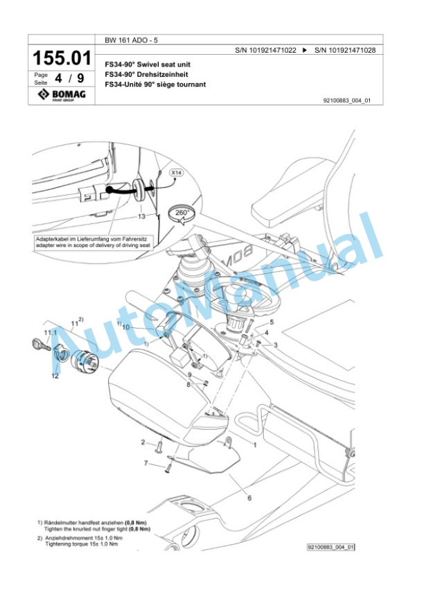 Bomag BW 161 ADO-5 Tandem Vibratory Roller Spare Parts Catalogue 00824657 4 Bomag BW 161 ADO-5 Tandem Vibratory Roller Spare Parts Catalogue 00824657-4