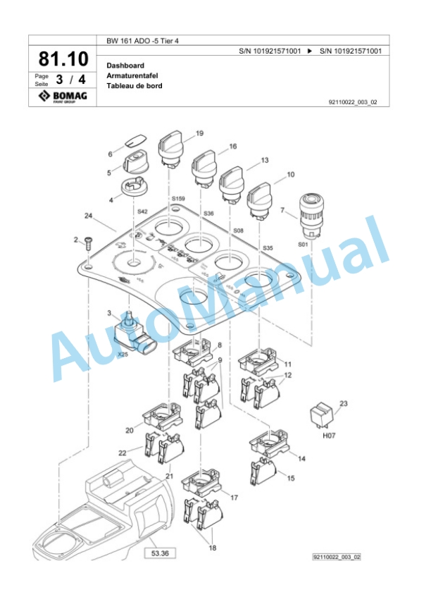 Bomag BW 161 ADO-5 Tier 4 Tandem Vibratory Roller Spare Parts Catalogue 00824947 2 Bomag BW 161 ADO-5 Tier 4 Tandem Vibratory Roller Spare Parts Catalogue 00824947-2