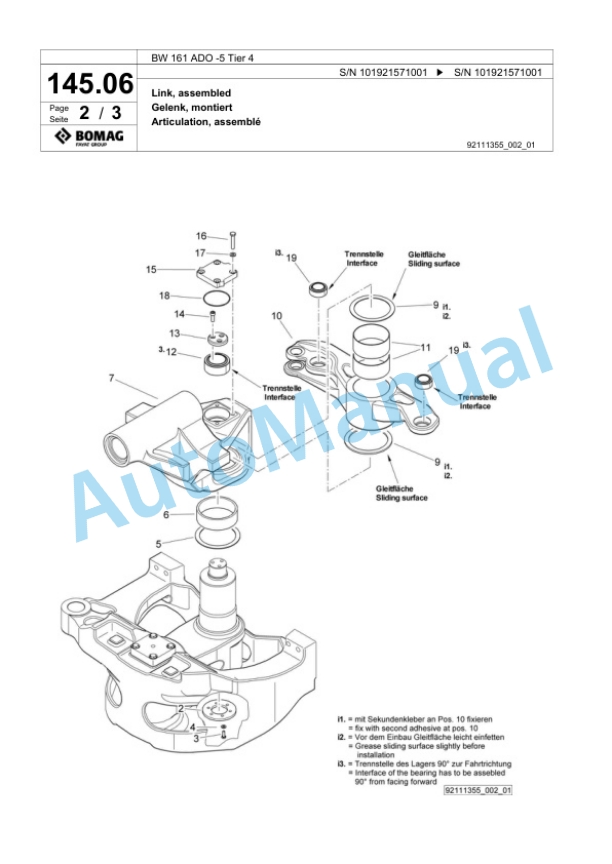 Bomag BW 161 ADO-5 Tier 4 Tandem Vibratory Roller Spare Parts Catalogue 00824947 3 Bomag BW 161 ADO-5 Tier 4 Tandem Vibratory Roller Spare Parts Catalogue 00824947-3