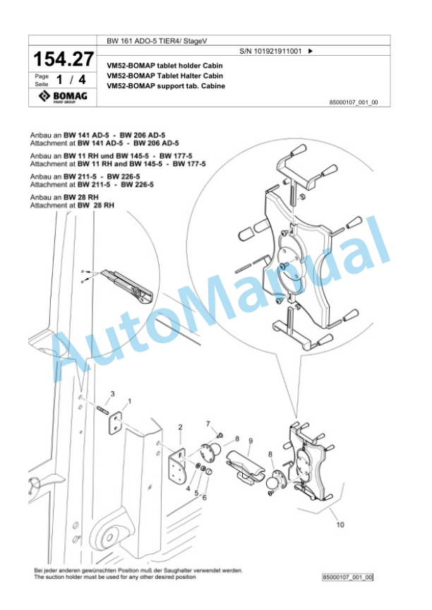 Bomag BW 161 ADO-5 TIER4 - StageV Tandem Vibratory Roller Spare Parts Catalogue 00826593 4 Bomag BW 161 ADO-5 TIER4 - StageV Tandem Vibratory Roller Spare Parts Catalogue 00826593-4