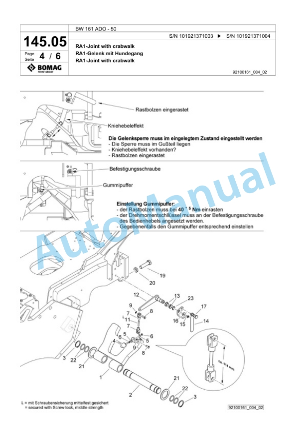 Bomag BW 161 ADO-50 Tandem Vibratory Roller Spare Parts Catalogue 00824417 3 Bomag BW 161 ADO-50 Tandem Vibratory Roller Spare Parts Catalogue 00824417-3