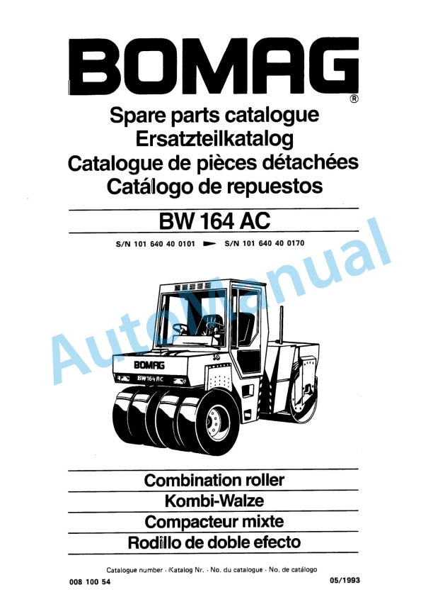 Bomag BW 164 AC Combination Roller Spare Parts Catalogue 00810054 1 Bomag BW 164 AC Combination Roller Spare Parts Catalogue 00810054