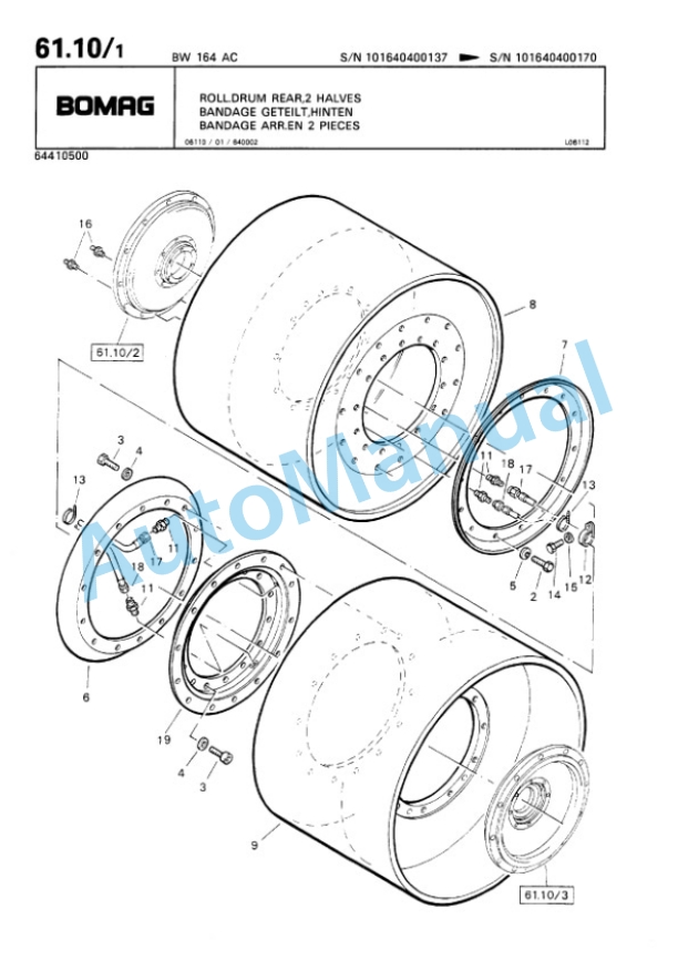 Bomag BW 164 AC Combination Roller Spare Parts Catalogue 00810054 4 Bomag BW 164 AC Combination Roller Spare Parts Catalogue 00810054-4