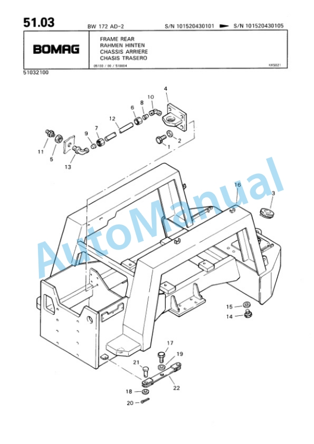 Bomag BW 172 AD-2 Single Drum Wheel Drive Vibratory Roller Spare Parts Catalogue 00810072 2 Bomag BW 172 AD-2 Single Drum Wheel Drive Vibratory Roller Spare Parts Catalogue 00810072-2