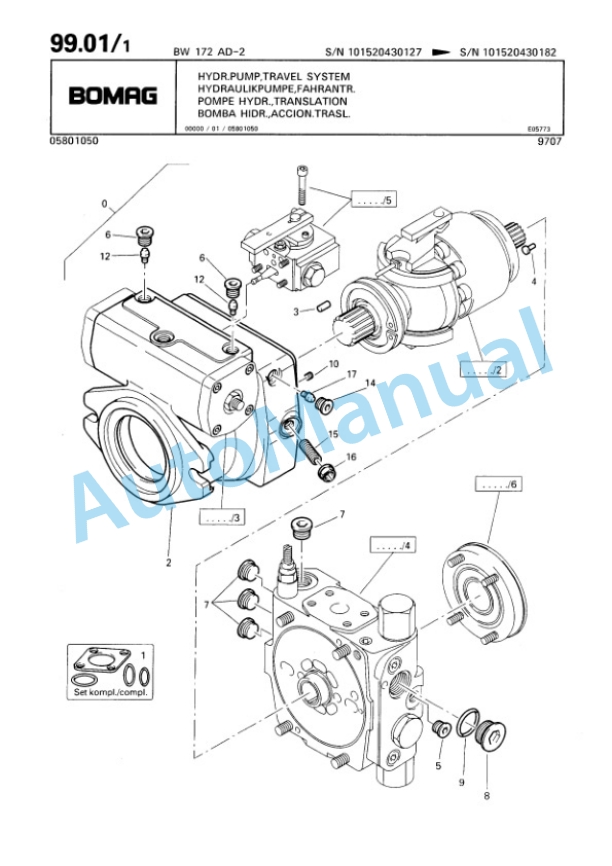 Bomag BW 172 AD-2 Single Drum Wheel Drive Vibratory Roller Spare Parts Catalogue 00810072 3 Bomag BW 172 AD-2 Single Drum Wheel Drive Vibratory Roller Spare Parts Catalogue 00810072-3
