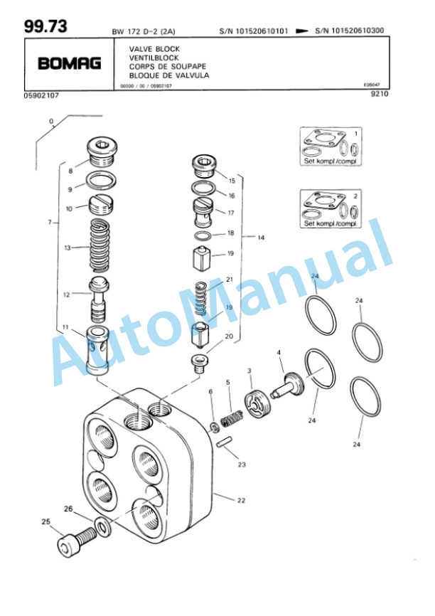 Bomag BW 172 D-2 2 Ampl Single Drum Wheel Drive Vibratory Roller Spare Parts Catalogue 00810074 4 Bomag BW 172 D-2 2 Ampl Single Drum Wheel Drive Vibratory Roller Spare Parts Catalogue 00810074-4