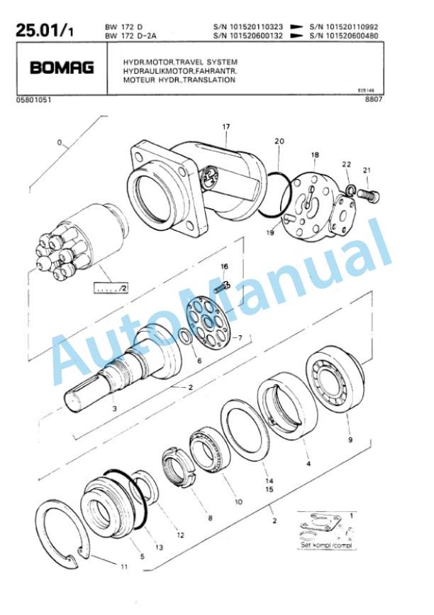 Bomag BW 172 D, BW 172 D2 Ampl Single Drum Wheel Drive Vibratory Roller Spare Parts Catalogue 00810027 2 Bomag BW 172 D, BW 172 D2 Ampl Single Drum Wheel Drive Vibratory Roller Spare Parts Catalogue 00810027-2