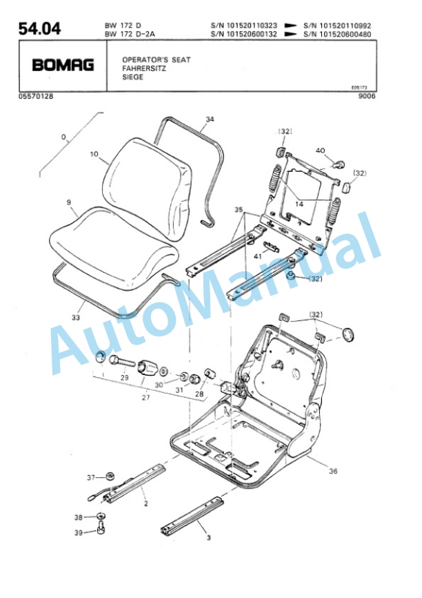 Bomag BW 172 D, BW 172 D2 Ampl Single Drum Wheel Drive Vibratory Roller Spare Parts Catalogue 00810027 4 Bomag BW 172 D, BW 172 D2 Ampl Single Drum Wheel Drive Vibratory Roller Spare Parts Catalogue 00810027-4