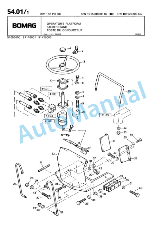 Bomag BW 172 PD-HG Single Drum Wheel Drive Vibratory Roller Spare Parts Catalogue 00810041 4 Bomag BW 172 PD-HG Single Drum Wheel Drive Vibratory Roller Spare Parts Catalogue 00810041-4