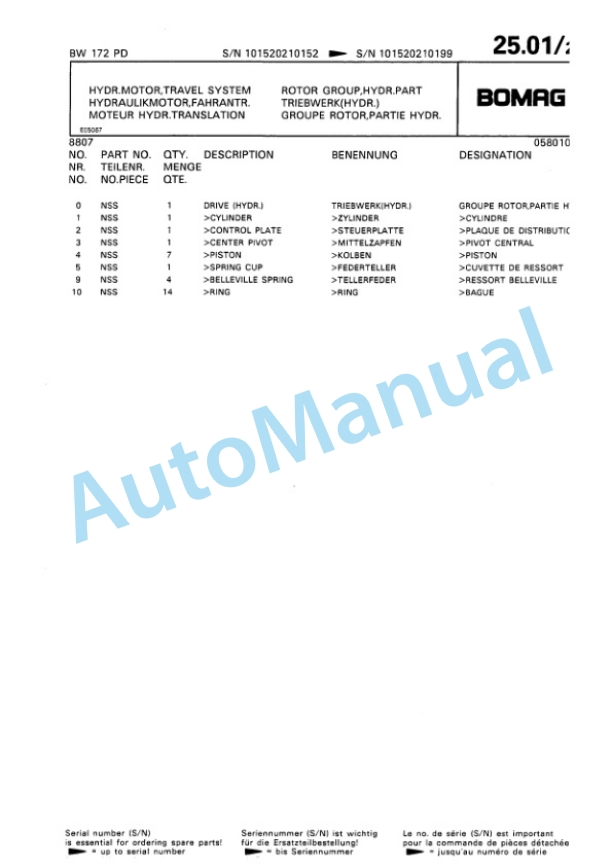 Bomag BW 172 PD Single Drum Wheel Drive Vibratory Roller Spare Parts Catalogue 00810028 2 Bomag BW 172 PD Single Drum Wheel Drive Vibratory Roller Spare Parts Catalogue 00810028-2